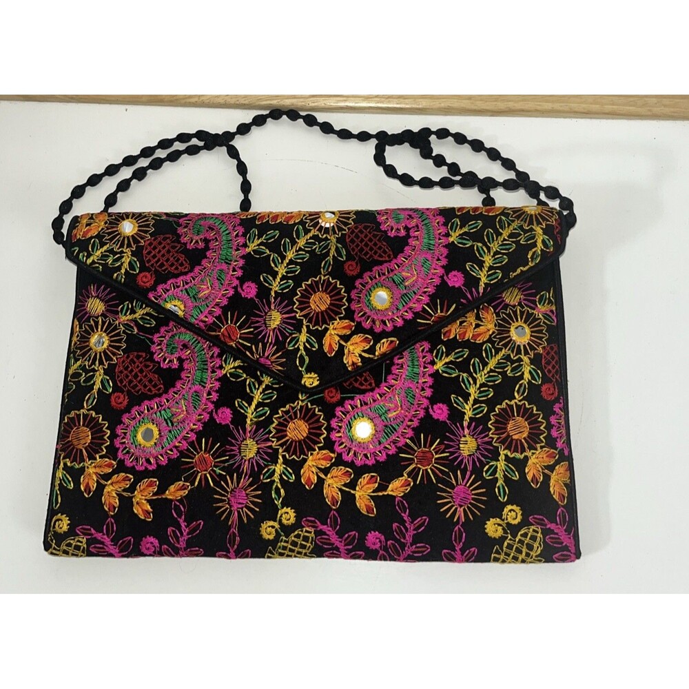 Unbranded Embroidered Clutch Handbag Rajasthani Paisley